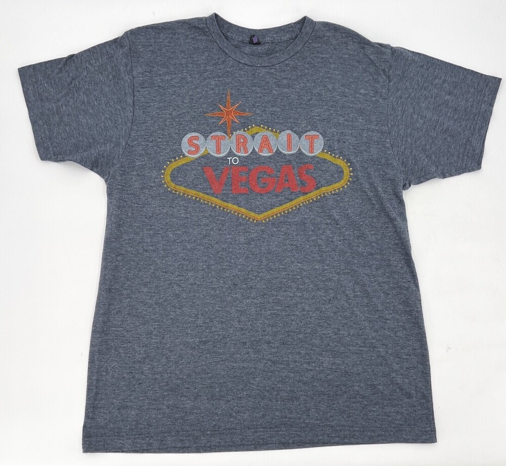 Strait To Vegas Shirt Adult Large Grayish blue T-Shirt Short Sleeve Graphic